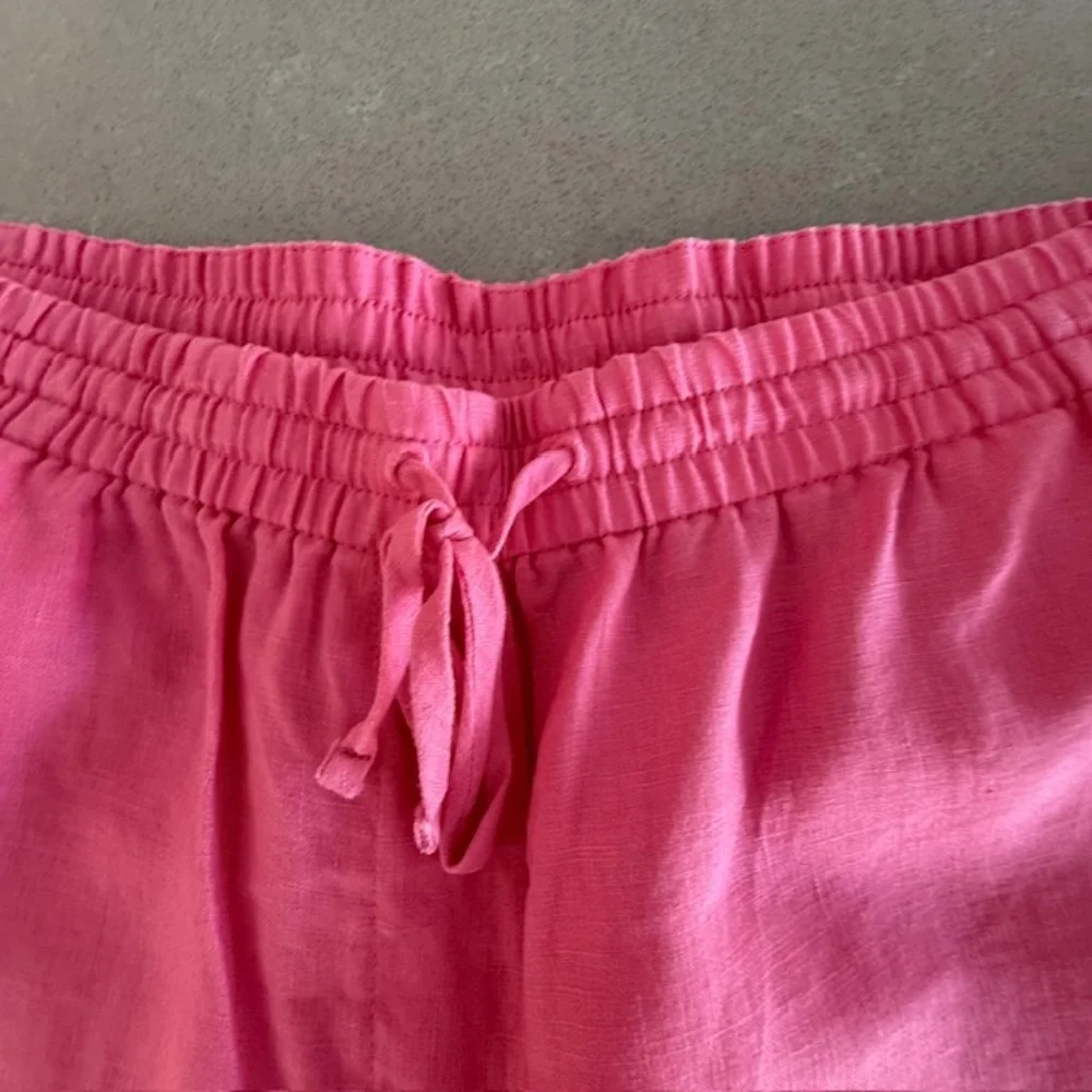 Women's Large L Pink 100% Linen Pull-on Ankle Wide Leg Pants Worn 2x ($120 new)